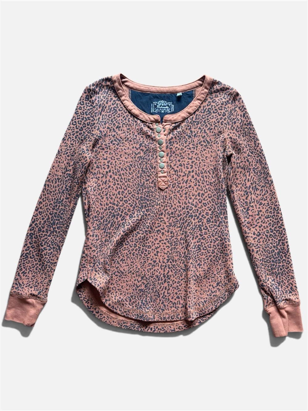 Panhandle Rust Leopard Waffle Henley Top | Size M